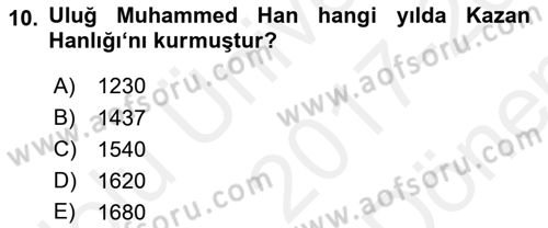 Sömürgecilik Tarihi (Avrupa-Amerika) Dersi 2017 - 2018 Yılı (Final) Dönem Sonu Sınav Soruları 10. Soru