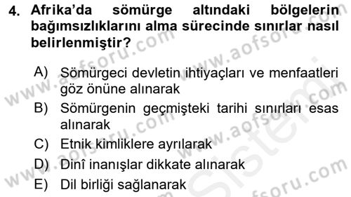 Sömürgecilik Tarihi (Avrupa-Amerika) Dersi 2017 - 2018 Yılı (Final) Dönem Sonu Sınav Soruları 4. Soru