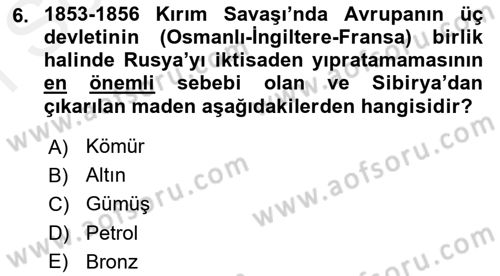 Sömürgecilik Tarihi (Avrupa-Amerika) Dersi 2017 - 2018 Yılı (Final) Dönem Sonu Sınav Soruları 6. Soru