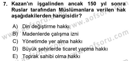 Sömürgecilik Tarihi (Avrupa-Amerika) Dersi 2017 - 2018 Yılı (Final) Dönem Sonu Sınav Soruları 7. Soru