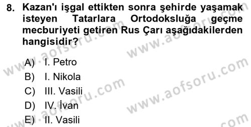 Sömürgecilik Tarihi (Avrupa-Amerika) Dersi 2017 - 2018 Yılı (Final) Dönem Sonu Sınav Soruları 8. Soru