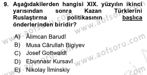 Sömürgecilik Tarihi (Avrupa-Amerika) Dersi 2017 - 2018 Yılı (Final) Dönem Sonu Sınav Soruları 9. Soru