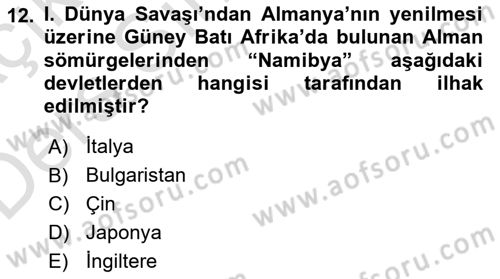 Sömürgecilik Tarihi (Avrupa-Amerika) Dersi 2018 - 2019 Yılı 3 Ders Sınav Soruları 12. Soru