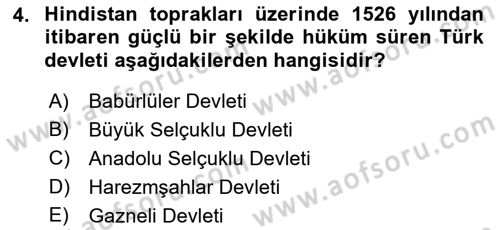 Sömürgecilik Tarihi (Avrupa-Amerika) Dersi 2018 - 2019 Yılı 3 Ders Sınav Soruları 4. Soru