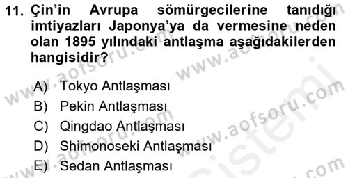 Sömürgecilik Tarihi (Avrupa-Amerika) Dersi 2018 - 2019 Yılı (Final) Dönem Sonu Sınav Soruları 11. Soru