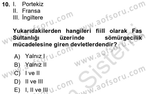 Sömürgecilik Tarihi (Avrupa-Amerika) Dersi 2019 - 2020 Yılı (Final) Dönem Sonu Sınav Soruları 10. Soru