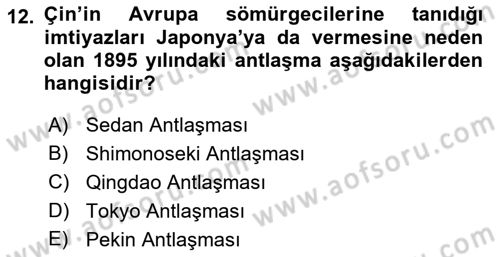 Sömürgecilik Tarihi (Avrupa-Amerika) Dersi 2019 - 2020 Yılı (Final) Dönem Sonu Sınav Soruları 12. Soru