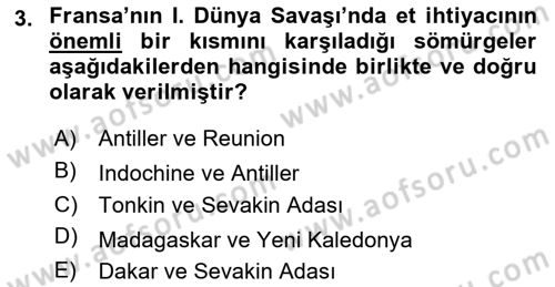 Sömürgecilik Tarihi (Avrupa-Amerika) Dersi 2019 - 2020 Yılı (Final) Dönem Sonu Sınav Soruları 3. Soru