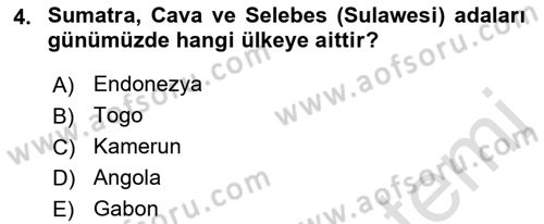 Sömürgecilik Tarihi (Avrupa-Amerika) Dersi 2019 - 2020 Yılı (Final) Dönem Sonu Sınav Soruları 4. Soru