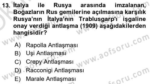 Sömürgecilik Tarihi (Avrupa-Amerika) Dersi 2020 - 2021 Yılı Yaz Okulu Sınav Soruları 13. Soru