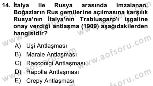 Sömürgecilik Tarihi (Avrupa-Amerika) Dersi 2021 - 2022 Yılı (Final) Dönem Sonu Sınav Soruları 14. Soru