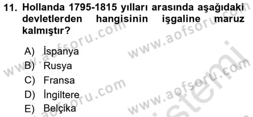 Sömürgecilik Tarihi (Avrupa-Amerika) Dersi Ara Sınavı Deneme Sınav Soruları 11. Soru