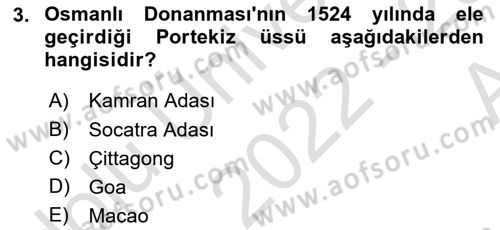Sömürgecilik Tarihi (Avrupa-Amerika) Dersi Ara Sınavı Deneme Sınav Soruları 3. Soru