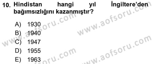 Sömürgecilik Tarihi (Avrupa-Amerika) Dersi 2022 - 2023 Yılı Yaz Okulu Sınav Soruları 10. Soru