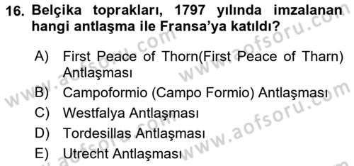 Sömürgecilik Tarihi (Avrupa-Amerika) Dersi 2022 - 2023 Yılı Yaz Okulu Sınav Soruları 16. Soru