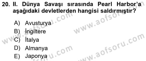 Sömürgecilik Tarihi (Avrupa-Amerika) Dersi 2022 - 2023 Yılı Yaz Okulu Sınav Soruları 20. Soru