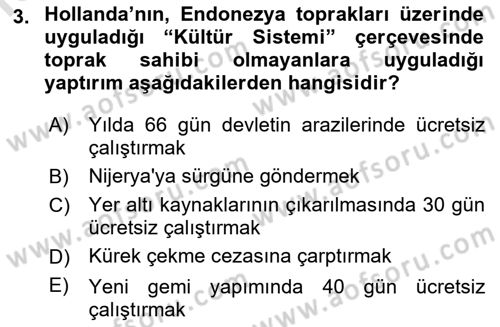 Sömürgecilik Tarihi (Avrupa-Amerika) Dersi 2022 - 2023 Yılı Yaz Okulu Sınav Soruları 3. Soru