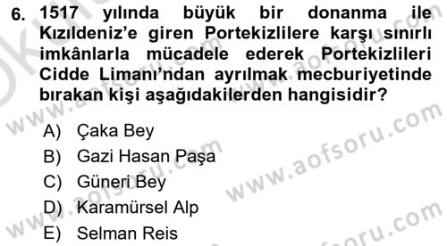 Sömürgecilik Tarihi (Avrupa-Amerika) Dersi 2022 - 2023 Yılı Yaz Okulu Sınav Soruları 6. Soru