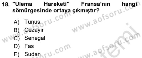 Sömürgecilik Tarihi (Avrupa-Amerika) Dersi Ara Sınavı Deneme Sınav Soruları 18. Soru