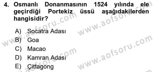 Sömürgecilik Tarihi (Avrupa-Amerika) Dersi 2023 - 2024 Yılı (Vize) Ara Sınav Soruları 4. Soru