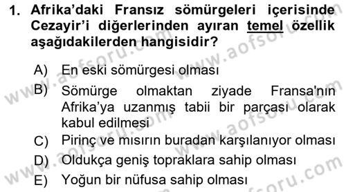 Sömürgecilik Tarihi (Avrupa-Amerika) Dersi 2023 - 2024 Yılı (Final) Dönem Sonu Sınav Soruları 1. Soru