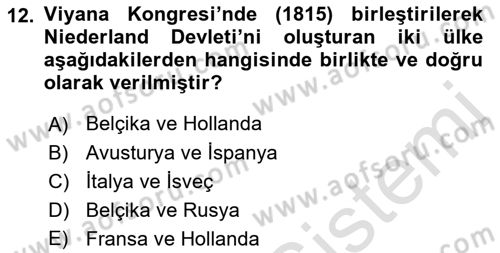 Sömürgecilik Tarihi (Avrupa-Amerika) Dersi 2023 - 2024 Yılı (Final) Dönem Sonu Sınav Soruları 12. Soru