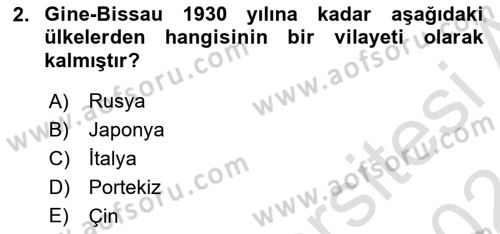 Sömürgecilik Tarihi (Avrupa-Amerika) Dersi 2023 - 2024 Yılı (Final) Dönem Sonu Sınav Soruları 2. Soru