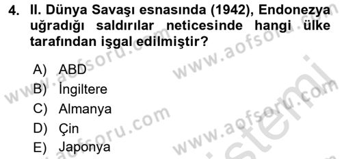Sömürgecilik Tarihi (Avrupa-Amerika) Dersi 2023 - 2024 Yılı (Final) Dönem Sonu Sınav Soruları 4. Soru