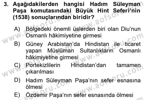 Sömürgecilik Tarihi (Avrupa-Amerika) Dersi 2024 - 2025 Yılı (Final) Dönem Sonu Sınav Soruları 3. Soru