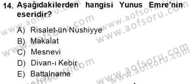 Türk Kültür Tarihi Dersi 2014 - 2015 Yılı (Vize) Ara Sınavı 14. Soru