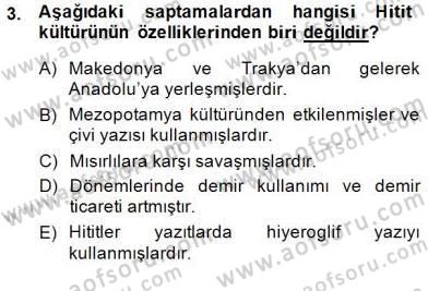 Türk Kültür Tarihi Dersi 2014 - 2015 Yılı (Vize) Ara Sınavı 3. Soru