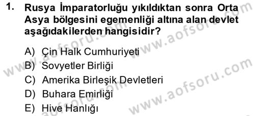 Çağdaş Türk Dünyası Dersi Ara Sınavı Deneme Sınav Soruları 1. Soru