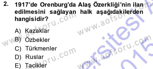 Çağdaş Türk Dünyası Dersi Ara Sınavı Deneme Sınav Soruları 2. Soru