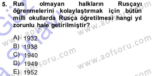 Çağdaş Türk Dünyası Dersi Ara Sınavı Deneme Sınav Soruları 5. Soru