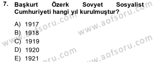 Çağdaş Türk Dünyası Dersi 2014 - 2015 Yılı (Vize) Ara Sınav Soruları 7. Soru