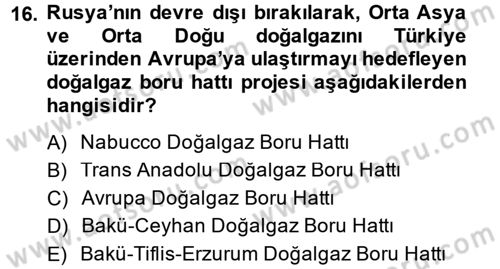 Çağdaş Türk Dünyası Dersi 2014 - 2015 Yılı (Final) Dönem Sonu Sınav Soruları 16. Soru