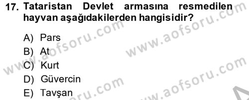 Çağdaş Türk Dünyası Dersi 2014 - 2015 Yılı (Final) Dönem Sonu Sınav Soruları 17. Soru