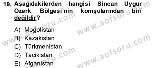 Çağdaş Türk Dünyası Dersi 2014 - 2015 Yılı (Final) Dönem Sonu Sınav Soruları 19. Soru
