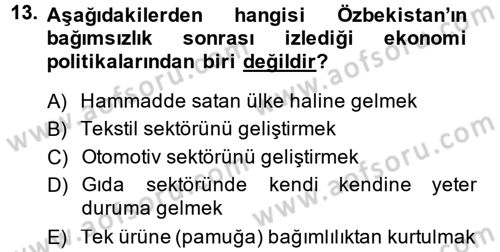 Çağdaş Türk Dünyası Dersi 2014 - 2015 Yılı Tek Ders Sınav Soruları 13. Soru