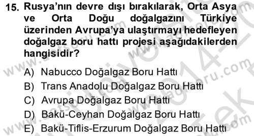 Çağdaş Türk Dünyası Dersi 2014 - 2015 Yılı Tek Ders Sınav Soruları 15. Soru