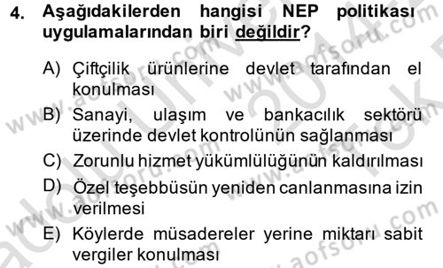 Çağdaş Türk Dünyası Dersi 2014 - 2015 Yılı Tek Ders Sınav Soruları 4. Soru