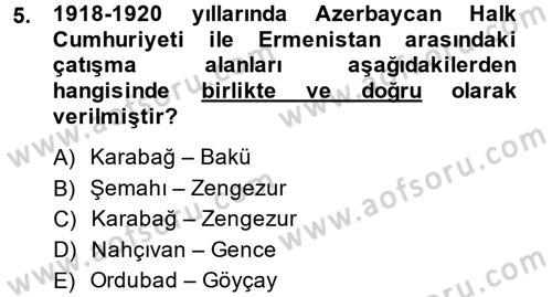 Çağdaş Türk Dünyası Dersi 2014 - 2015 Yılı Tek Ders Sınav Soruları 5. Soru