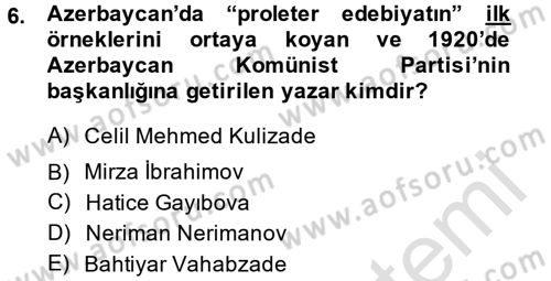 Çağdaş Türk Dünyası Dersi 2014 - 2015 Yılı Tek Ders Sınav Soruları 6. Soru