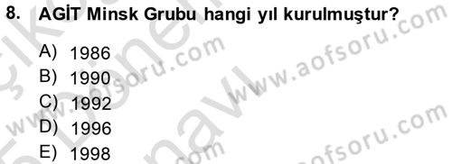 Çağdaş Türk Dünyası Dersi 2014 - 2015 Yılı Tek Ders Sınav Soruları 8. Soru