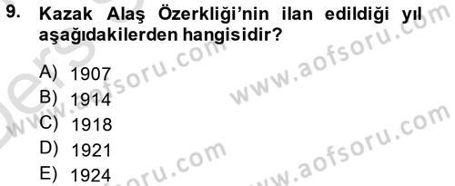 Çağdaş Türk Dünyası Dersi 2014 - 2015 Yılı Tek Ders Sınav Soruları 9. Soru