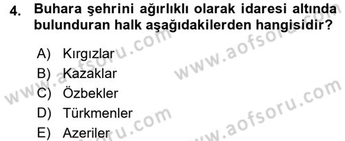 Çağdaş Türk Dünyası Dersi Ara Sınavı Deneme Sınav Soruları 4. Soru