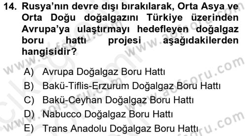 Çağdaş Türk Dünyası Dersi 2015 - 2016 Yılı Tek Ders Sınav Soruları 14. Soru