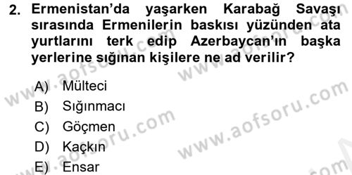 Çağdaş Türk Dünyası Dersi 2015 - 2016 Yılı Tek Ders Sınav Soruları 2. Soru