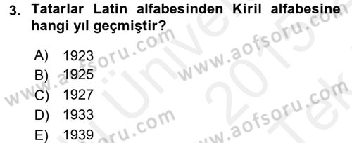 Çağdaş Türk Dünyası Dersi 2015 - 2016 Yılı Tek Ders Sınav Soruları 3. Soru