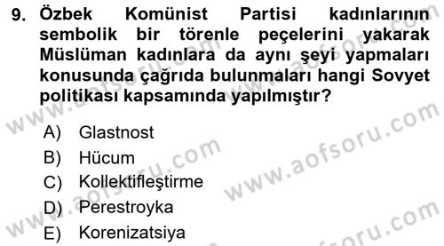 Çağdaş Türk Dünyası Dersi 2015 - 2016 Yılı Tek Ders Sınav Soruları 9. Soru